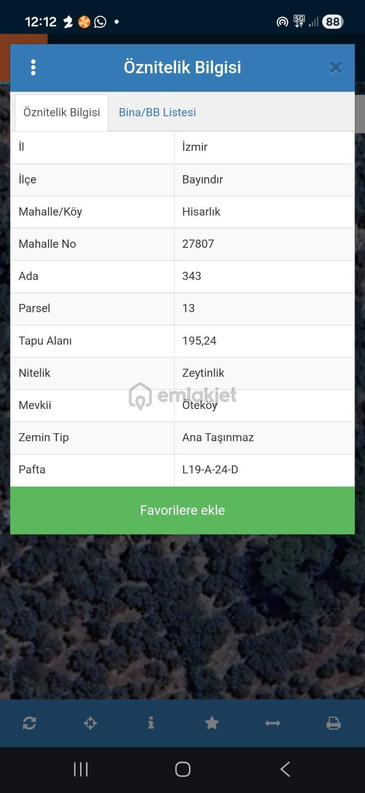 Satılık Zeytinlik Bayındır Hisarlık Ta 195 M2 Acil Satılık